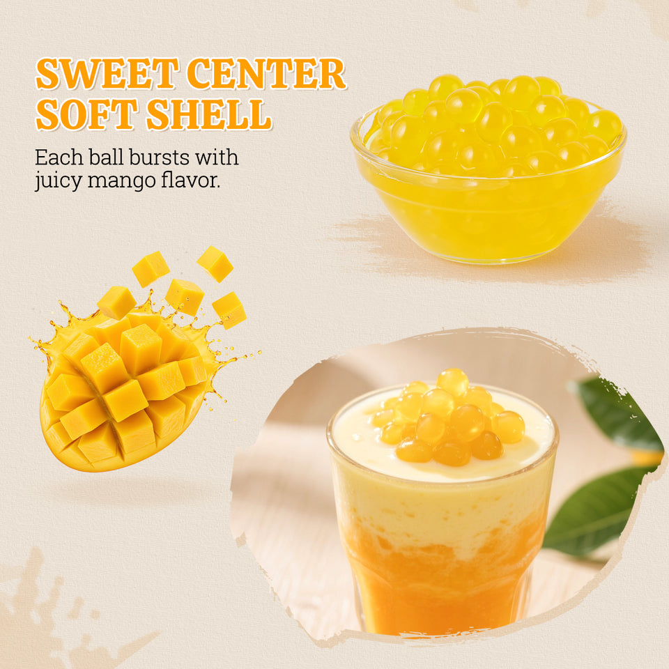 52USA Popping Boba Duo: Passion Fruit + Mango 3.2kg Each – Tropical Bursting Pearls for Bubble Tea & Summer Drinks