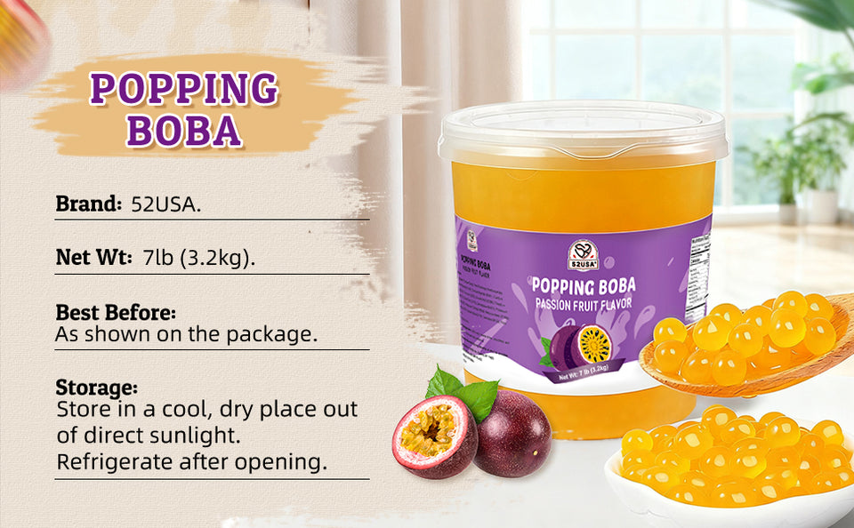 52USA Popping Boba Duo: Passion Fruit + Mango 3.2kg Each – Tropical Bursting Pearls for Bubble Tea & Summer Drinks
