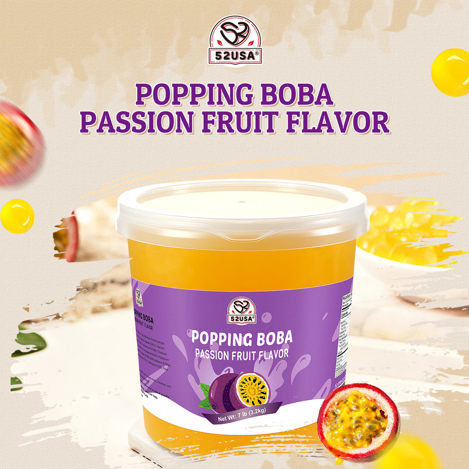 52USA Popping Boba Duo: Passion Fruit + Mango 3.2kg Each – Tropical Bursting Pearls for Bubble Tea & Summer Drinks