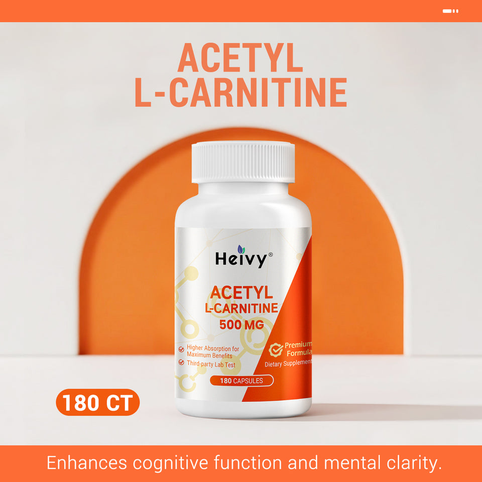 Heivy Acetyl L-Carnitine 500mg – 180 Capsules (2 Pack)