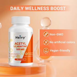 Heivy Acetyl L-Carnitine 500mg – 180 Capsules (2 Pack)