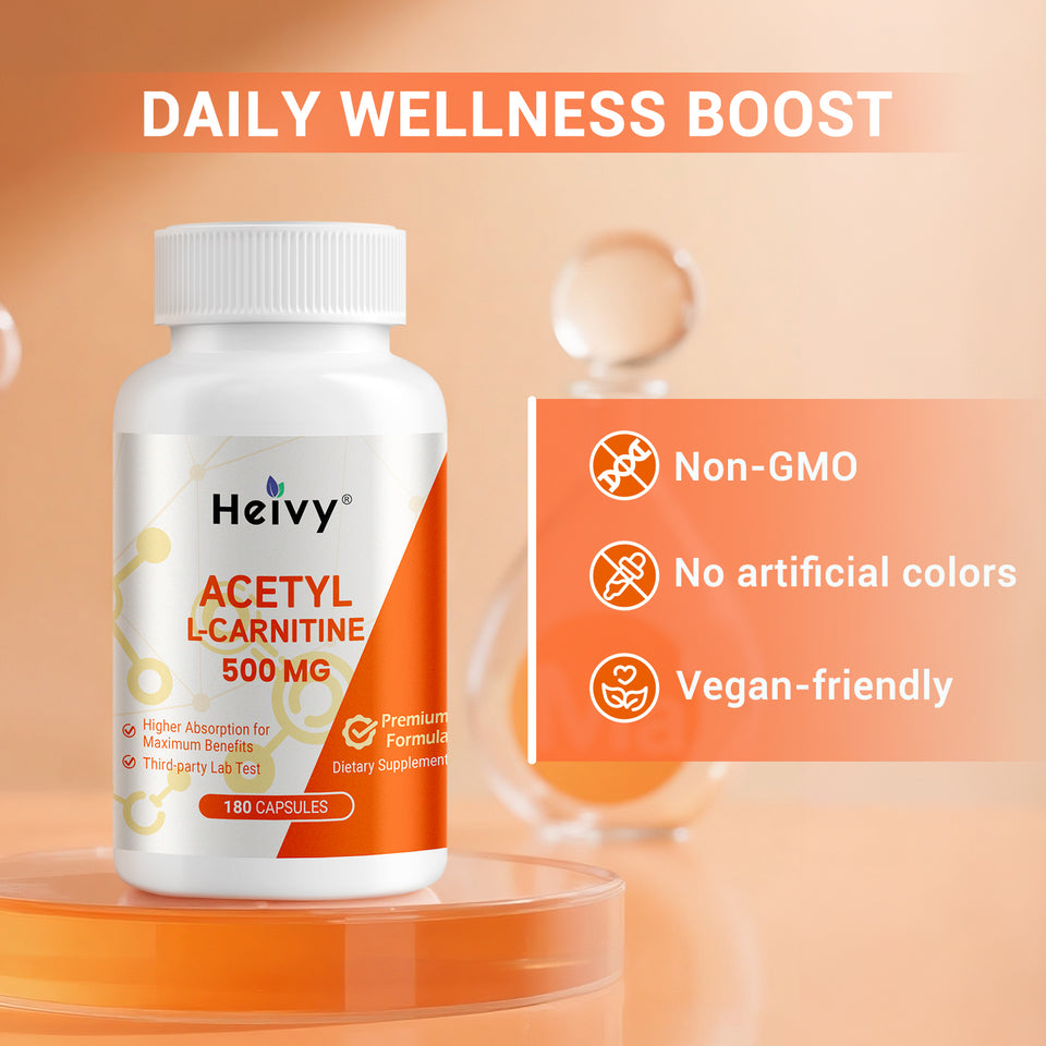 Heivy Acetyl L-Carnitine 500mg – 180 Capsules (2 Pack)