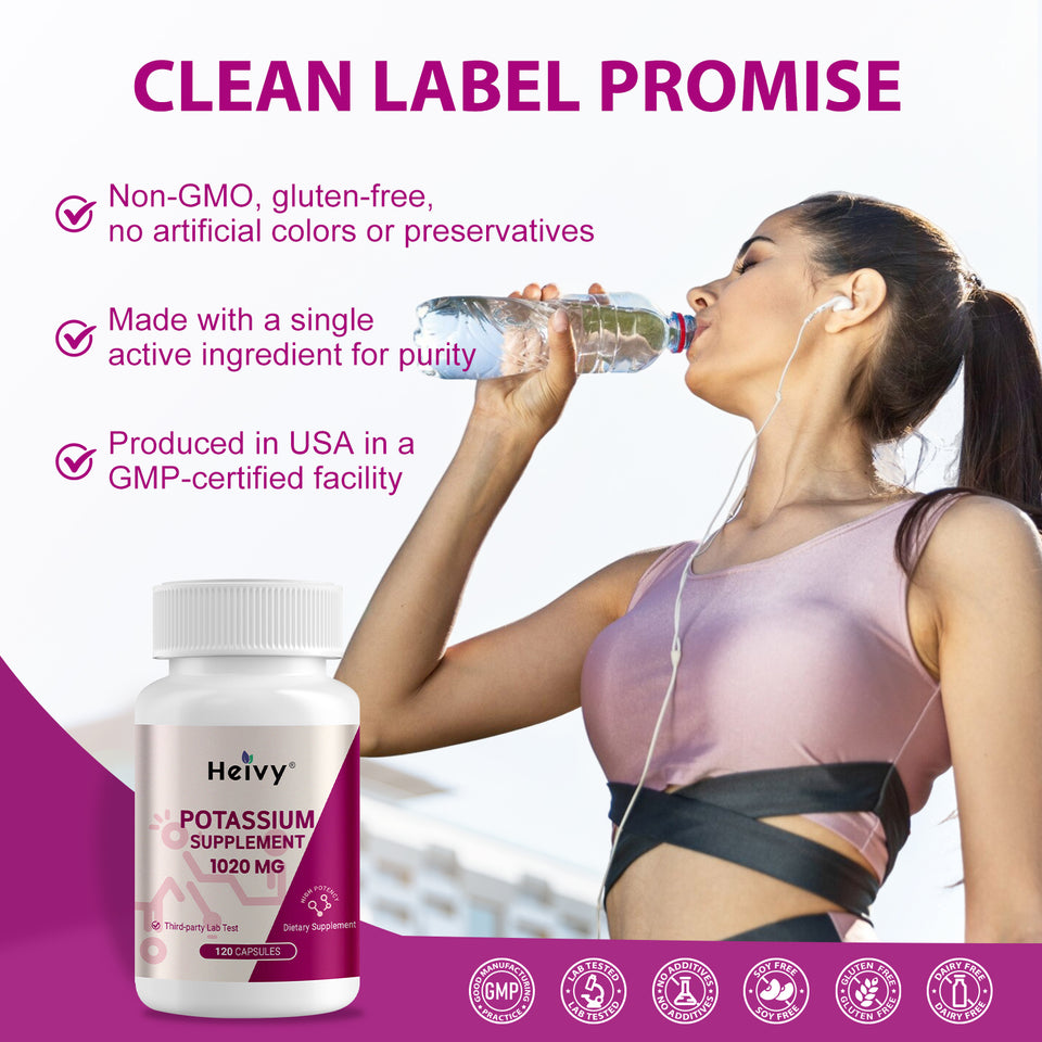 Heivy Potassium Supplement – 120 Capsules