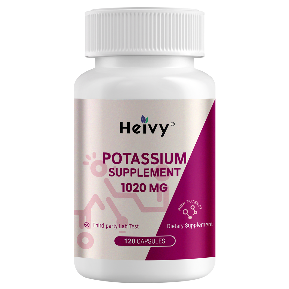 Heivy Potassium Supplement 1020 mg, 120 Vegetarian Capsules