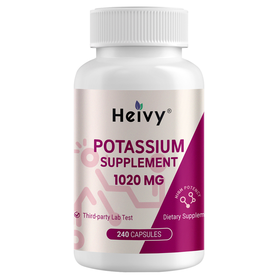 Heivy Potassium 1020 mg – Electrolyte & Heart Support | 240 Veg Capsules