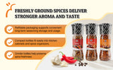 52usa Spice Seasoning Set of 9 with Integrated Grinders, Individual Spice Grinder, Pure and Fresh Perfect for BBQ Seasoning Gift Set, Grilling Spice, Pepper Grinder