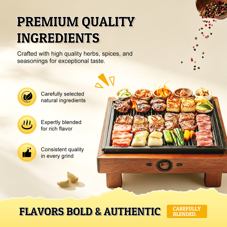 52usa Spice Seasoning Set of 9 with Integrated Grinders, Individual Spice Grinder, Pure and Fresh Perfect for BBQ Seasoning Gift Set, Grilling Spice, Pepper Grinder
