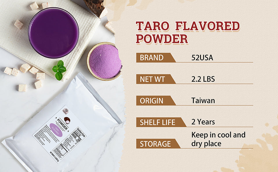 52USA Strawberry Taro Kit: Strawberry Popping Boba + Taro Powder – DIY Creamy Purple Bubble Tea Set