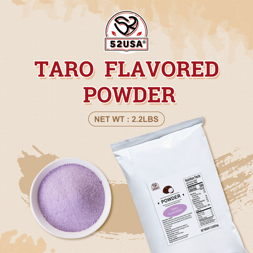 52USA Strawberry Taro Kit: Strawberry Popping Boba + Taro Powder – DIY Creamy Purple Bubble Tea Set