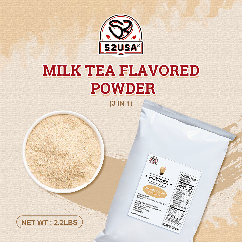 52USA Strawberry Milk Tea Kit: Strawberry Popping Boba + Milk Tea 3-in-1 Powder – DIY Classic Bubble Tea Set
