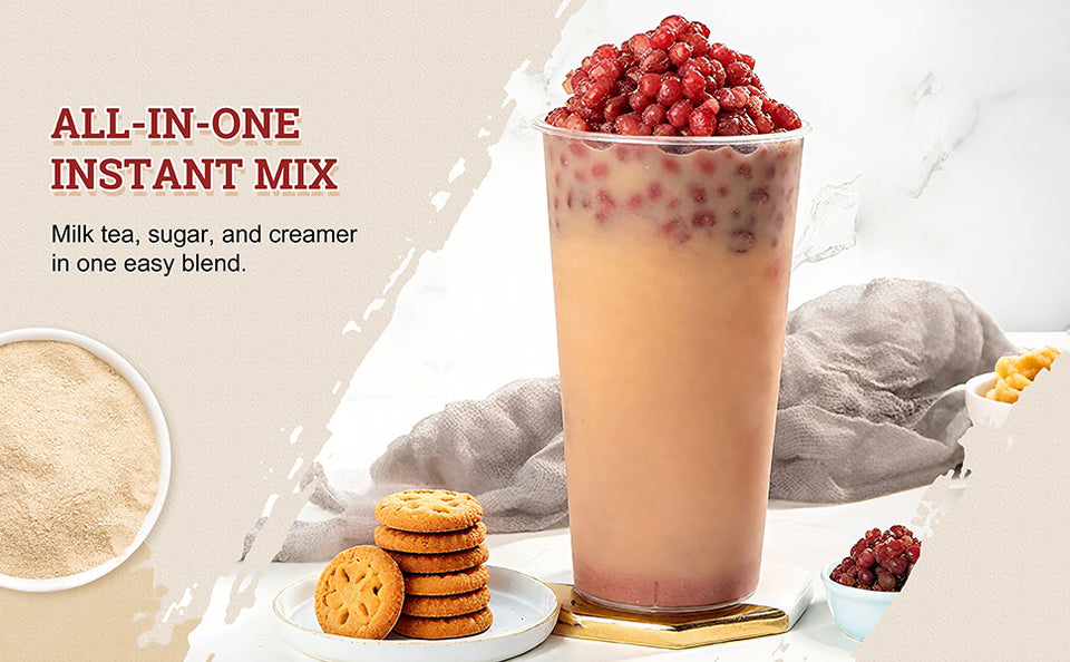 52USA Strawberry Milk Tea Kit: Strawberry Popping Boba + Milk Tea 3-in-1 Powder – DIY Classic Bubble Tea Set