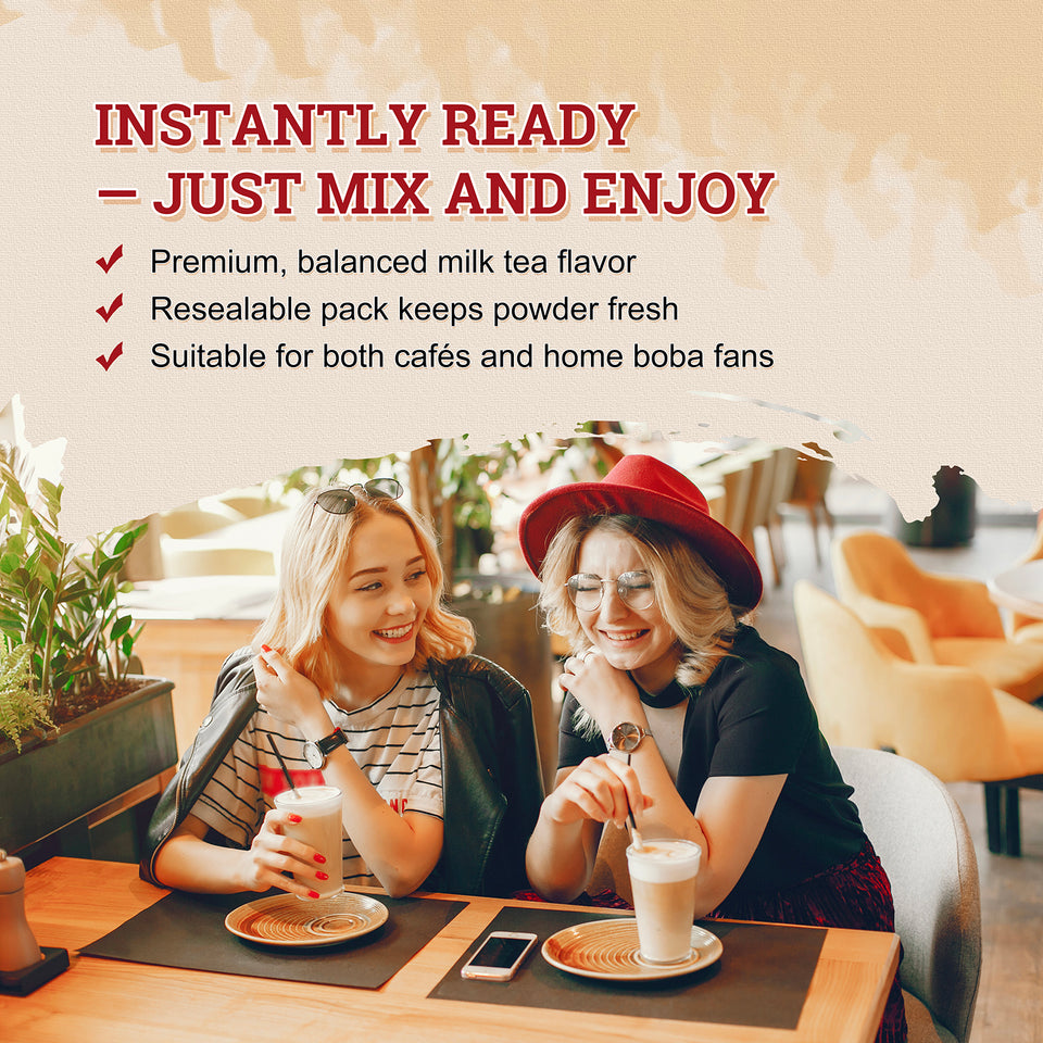 52USA Strawberry Milk Tea Kit: Strawberry Popping Boba + Milk Tea 3-in-1 Powder – DIY Classic Bubble Tea Set