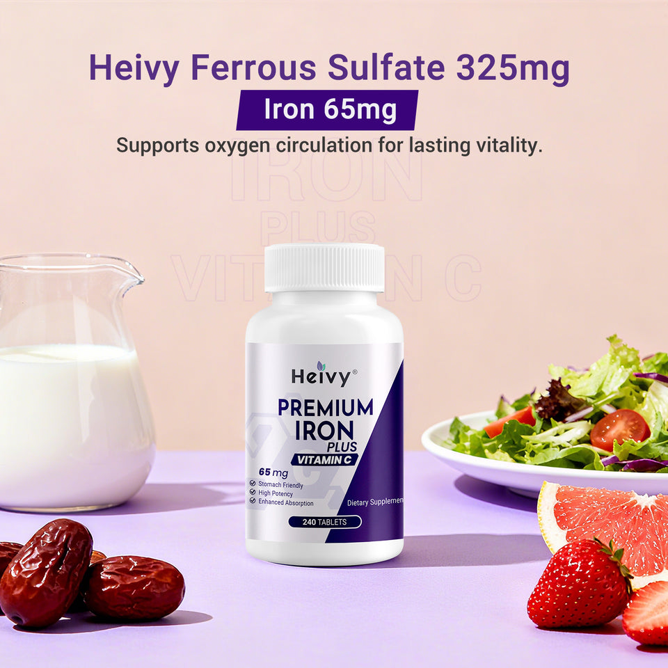 Heivy Ferrous Sulfate Iron 325 mg with Vitamin C | 240 Tablets