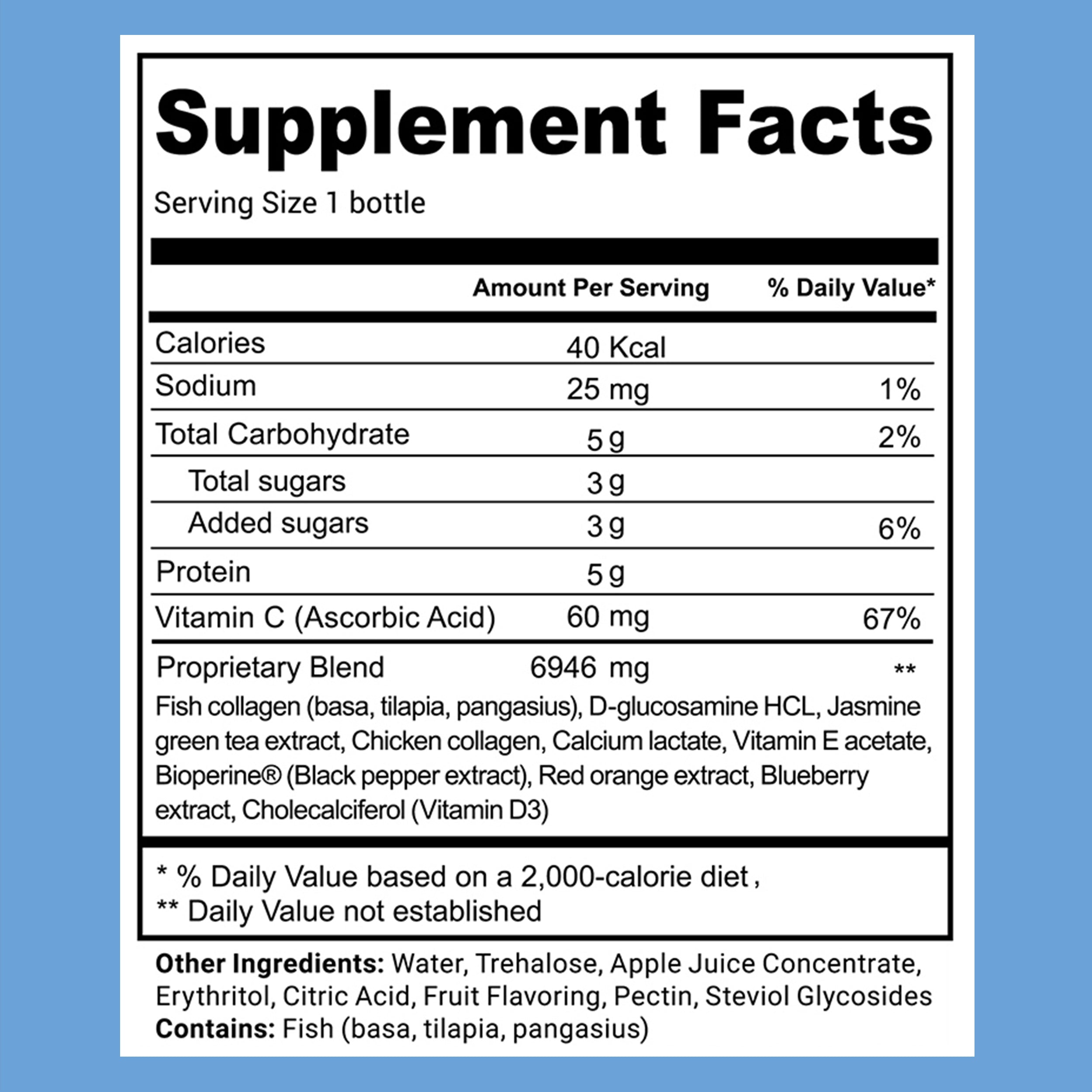 supplement facts for collagen drink