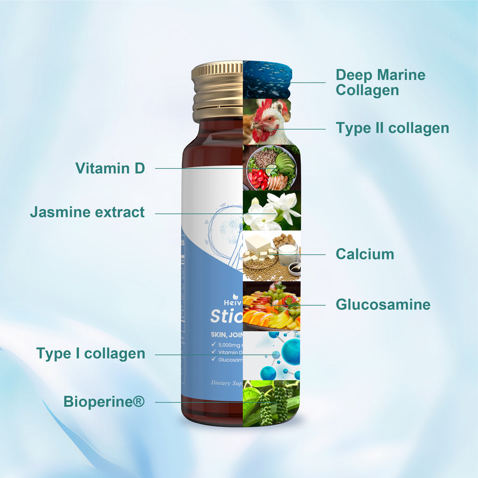 Liquid collagen drink bottle with label