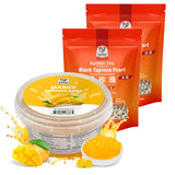 52USA Mango Bubble Tea Duo Kit: Popping Boba (500g) & Black Tapioca Pearls (2 Pack) – Must-Have Mango Drink DIY Set