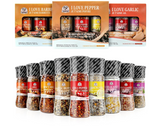 52usa Spice Seasoning Set of 9 with Integrated Grinders, Individual Spice Grinder, Pure and Fresh Perfect for BBQ Seasoning Gift Set, Grilling Spice, Pepper Grinder