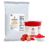 52USA Strawberry Milk Tea Kit: Strawberry Popping Boba + Milk Tea 3-in-1 Powder – DIY Classic Bubble Tea Set