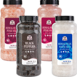 52USA Salt & Pepper Grinder Refill Bundle: Coarse Pink Salt 39 oz + Fine Pink Salt 39 oz + White Salt Coarse 39 oz + Whole Black Peppercorns 18 oz – 4-Bottle Seasoning Set