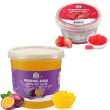 52USA Passion Fruit & Strawberry Popping Boba Duo: Passion Fruit 3.2kg + Strawberry 500g – DIY Topping Kit for Bubble Tea & Summer Drinks