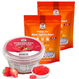 52USA Bubble Tea Must-Have Duo: Quick Cook Black Tapioca Pearls (2 Pack) 52USA Bubble Tea Must-Have Duo: Quick Cook Black Tapioca Pearls (2 Pack) & Strawberry Popping Boba (1 Pack) – DIY Boba Drink Kit DIY Boba Drink Kit