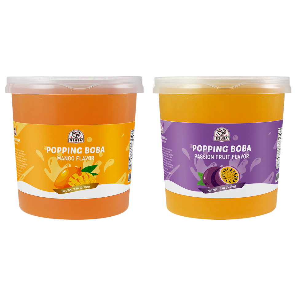 52USA Popping Boba Duo: Passion Fruit + Mango 3.2kg Each – Tropical Bursting Pearls for Bubble Tea & Summer Drinks